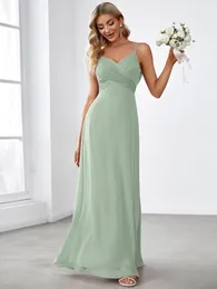 Party Dresses Elegant Evening Deep V-neck Sleeveless Spaghetti Straps Backless 2024 Ever Pretty Of A-line Mint Green Bridesmaid Dress