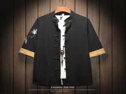 Plus Size 5XL 4XL Mandarin Collar Summer Shirt Men Traditional Chinese Style Short Sleeve Vintage Shirts Japanese Streetwear5366849