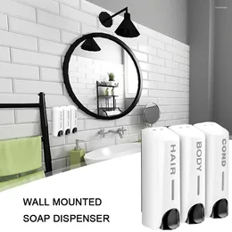 Liquid Soap Dispenser Triple 350ml Body Wash Heat-Resistant Wall-Mount Washing Lotion Container Large Capacity For Bathroom Accessories