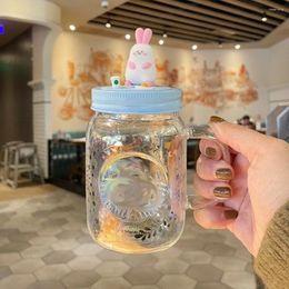 Cups Saucers Stars With The Same Paragraph Moonlight Cute Girl Heart Mason Laser Glass Straw Cup Limited Water