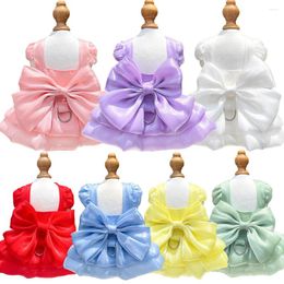 Dog Apparel Spring/Summer Breathable Wedding Dress 1PC Pet Prom Party Princess Dresses With Pulling D-ring For Small Medium Dogs