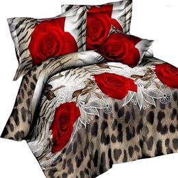 Bedding Sets Urijk 3/4PCS Floral Set 3D Flowers Printed Polyester Duvet Cover Bedsheet With Pillow Sham Comforter