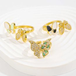 Jewelry master designs Vaned original rings New Butterfly Ring Opening Personalized with Shape Dropping Colorful with Original logo Vanlybox