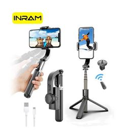 Selfie Monopods INRAM L08 Bluetooth handheld universal joint Stabiliser mobile phone selfie stick holder adjustable portable d240522