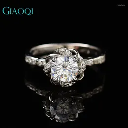 Cluster Rings GIAOQI 18K White Gold Plated 1-2 Excellent Cut D Color Diamond Moissanite Forever Love Rose Wedding Ring Female Jewelry