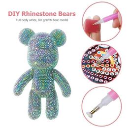 Action Toy Figures 18/23/34cm bear pattern white Mould DIY diamond paint violent water crystal doll mosaic home decoration gift H240522