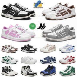 famous Shoes Running women Designer Skel Top Low Bones Hi Leather Sneakers Luxury Skeleton Blue Green Gray Red White Black Brown couple Original flooe walk trainers