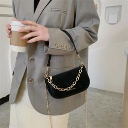 Shoulder Bags Fashion Solid Colour Baguette MINI PU Leather For Women Chain Designer Luxury Handbag Female Travel Tote