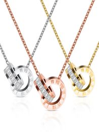 fashion roman letter ring gold plated stainless steel chain pendant necklace women7178894