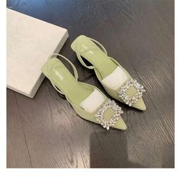 Summer Fashion Women's 2024 Style Sandals Shoes Black Satin Crystal Strass Pointy Toe Stiletto Stripper Slingback High d26