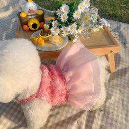 Dog Apparel Puppy Summer Clothes Lace Pink Rose Princess Dress Pet For Small Dogs Wedding Chihuahua Pug Skirt