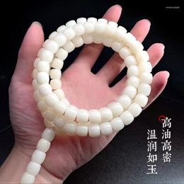 Link Bracelets White Jade Bodhi Root Bracelet Straight Cut Barrel High Throw Smooth Seed Collectables-Autograph Rosary Men And Wome