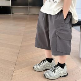 Trousers Boy Pants Street Style Korea 2024 Summer Solid Colour All Match Fifth Shorts Thin Casual Handsome Kids Clothes