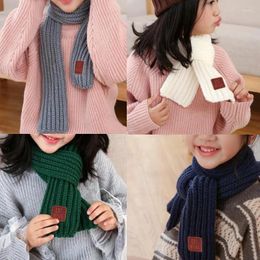 Scarves Kids Scarf Boys Girls Baby Winter Warm Women Knitted Shawl Leather Lable Children Neck Collar Keep Accessories