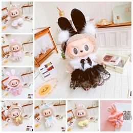 Stuffed Plush Animals 17cm Kawaii Mini Plush DollS Clothes Outfit Accessories For Korea Kpop Exo Labubu Idol Dolls Jumpsuit Clothing DIY Fans Gift Q240521