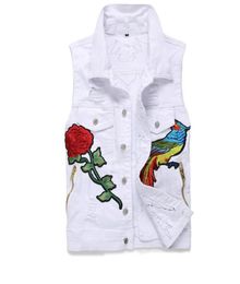 Classic Vintage Men039s denim Vest Tops Sleeveless Casual embroidery Labelling Blue Jeans Jacket Slim Waistcoat men clothing US 6349301