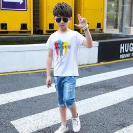 Clothing Sets Children's Casual Wear Tracksuit Boy Kids Clothes Boys Cotton T-shirt & Denim Shorts Pants Outfits Baby Teens Suit