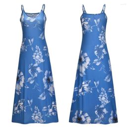 Casual Dresses S-5XL Dress 2024 Streetwear Women Sleeveless Adjustable Strap Floral Print Large Hem Long Sling Party Vestidos