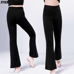 Children's Pants Practice Boys And Girls Slim Cotton Latin Jazz Dance Black Bell Bottom Trousers L2405