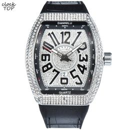 Wristwatches Couple Watch Luxury Men Women Big Number Dial Diamond Numbers Male Female Minimalist Clock Iced Out Case Wristwatch Ladies 290l