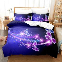 Bedding sets Purple Set Duvet Cover Bed Quilt Case 3D Comforter Lavender Butterfly Double Full King Queen Twin Single 3PCS H240521 8TT9