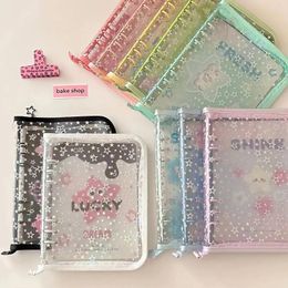 Star Shape Kawaii A5 Binder Pocards Pu Leather Cover Cute Kpop Loose-leaf Collect Book Zipper Notebook Storage