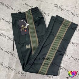 Mens Pants Similar All Black Needles Pants Men Women 1 1 High Quality Embroidered Butterfly Needles Track Pants Straight AWGE Trousers bf0a