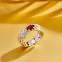 Cluster Rings SACE Gem Ruby Lady Ring S925 Sterling Silver Plated 18K Gold Vintage Chic Luxury Wedding Engagement Birthday Valentine Gift