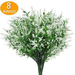 Decorative Flowers 1 Pcs Faux UV Resistant Fake Artificial Plants Plastic Decor Outdoor Simulated Lavender Flower Decoratio