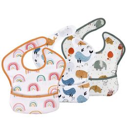 Bibs Burp Cloths Baby bib waterproof feeding bib TPU coated feeding bib washable baby bib with food catcher suitable for baby girls and boys d240522