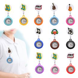 Other Clocks Accessories Music Clip Pocket Watches Retractable Hospital Medical Workers Badge Reel Nurse Watch Brooch Fob With Second Otlww