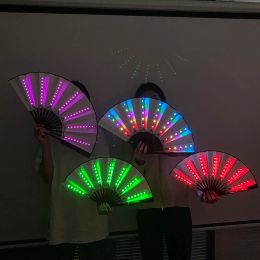 Halloween Carnival lighting supplies 10inches LED neon light rave folding luminous fan glowing in the party 0522