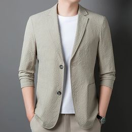 Spring Fashion Casual Solid Colour Single Suit Top Clothes Korean Version Versatile Suit for Middle aged and Young Men O 240507