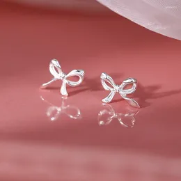 Stud Earrings Korean Style Hollow Cute Bow For Women Fashion Silver Color Simple Ear Piercing Jewelry Gift