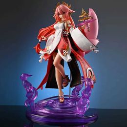Action Toy Figures Genshin Impact GK Yae Miko Fox True Meaning Figures Sexy Cute Anime Model Doll Decor 24cm Game Statue Gift Toys Ornament T240521