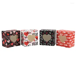 Gift Wrap 12Pcs Valentine's Day Theme Love Heart Cute Cookie Paper Boxes Party Favour Candy Packaging Box With Window