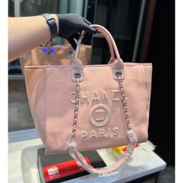 Tote Handbags 10A Evening Bags Luxury Beach Bag Trendy Canvas Pearl Letter CC Totes Shoulder Handbag Chain Designer Brand CH Casual Large Travel Backpack OLCR