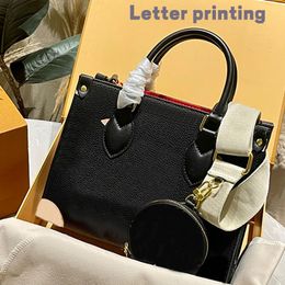 Designer Bag Tote Bag Handbag With Circular Wallet Cowhide Litchi Leather Embroidered Wide Shoulder Straps Designer Women Bag Mirror Quality Handbag Designer