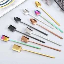 Dinnerware Sets 2pcs/set 304 Stainless Steel Long Handled Spoon Household Shovel Shaped Dessert Coffee Mixing