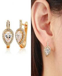 Hoop Huggie 6Colors Teardrop CZ Huggies Small Earrings For Women Pear White Around Gold Colour Loop Circles Jewellery Boucle D0397013171