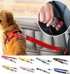 Adjustable Pet Dog Safety Seat Belt Nylon Pets Puppy Seat Lead Leash Dog Harness Vehicle Seatbelt Pet Supplies Travel Clip 17color9896693