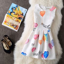 Sukienki Letnie Dzieci Dla Dziewczyny Butterfly Kwiatowy Drukowane Bez Rękawów Casual Girl Sukienki Wiek 6 8 9 10 11 12 16 Rok Party Dress 220324