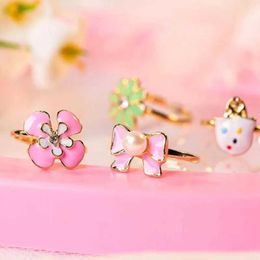 Jewelry Band Rings 10 pieces/batch cute childrens cute sweet ring design flower animal fashion jewelry accessories girl children gift finger ring random WX5.21