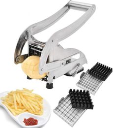 French Fry Cutter with 2 Blades Stainless Steel Potato Slicer Cutter Chopper Potato Chipper for Cucumber Carrot Kitchen Vegetable 4588506