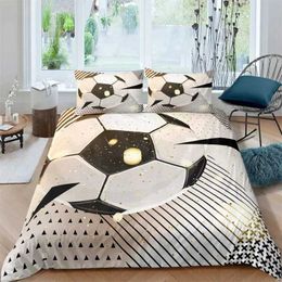 Bedding sets Football Duvet Cover Sports Theme Ball Games Set Kids Basketball Hockey Comforter Twin for Boys Girls Room Decor H240521 LM3D