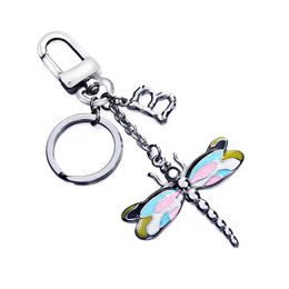 Keychains Lanyards New B letterTag Enamel Dragonfly Dog Clasp Stainless Steel Keychain Keyring Handbag Bags Pendant Key Chain Ring Holder For Car Q240521