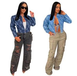 designer jacket women long sleeve Lapel Neck jeans jackets denim womens coat