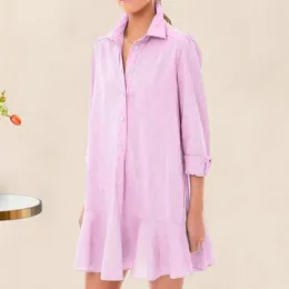 Casual Dresses Summer Mini Dress Women Elegant Ruffle Patchwork For Stylish Office Wear With Long Sleeves