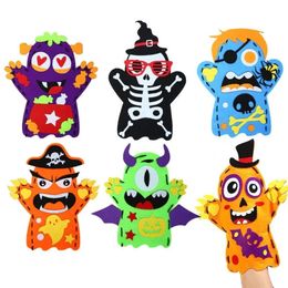 3Pcs Children DIY Cartoon Hand Puppet Craft Toys Non-Woven Sewing Kit Kids Storytelling Doll Educational Toy Halloween Baby Gift 240522