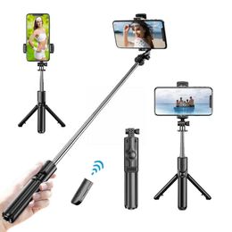 Selfie Monopods Portable Bluetooth selfie stick with stretchable multifunctional phone holder tripod with remote control suitable for iPhone 13 14 d240522